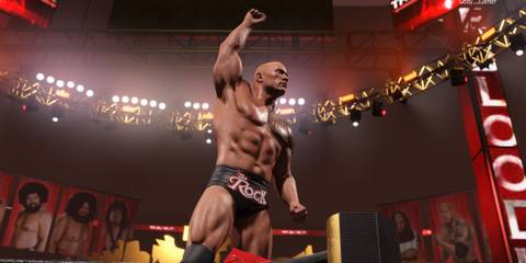 The Rock raising his fist in WWE 2K25