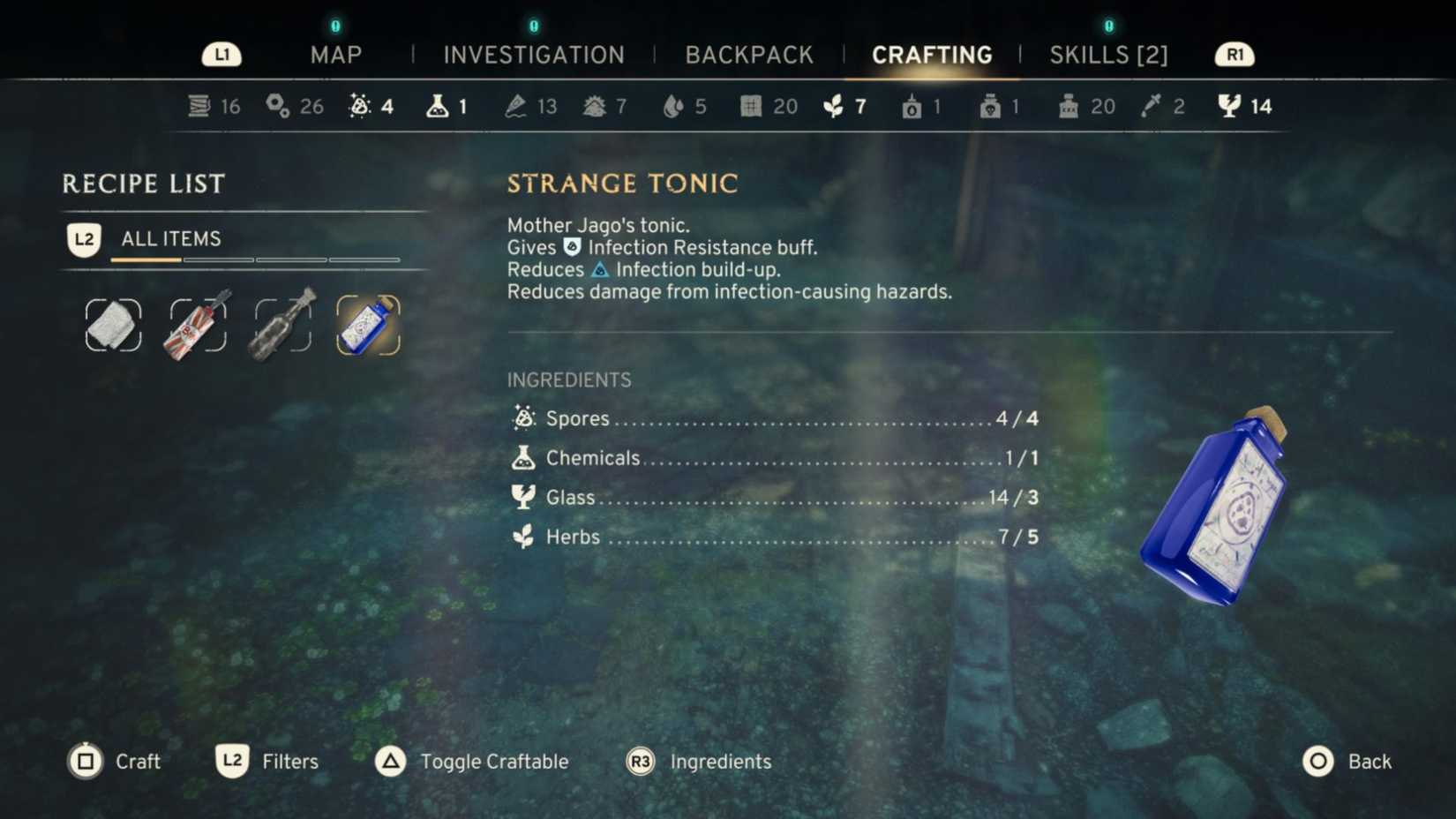 The Strange Tonic recipe in Atomfall
