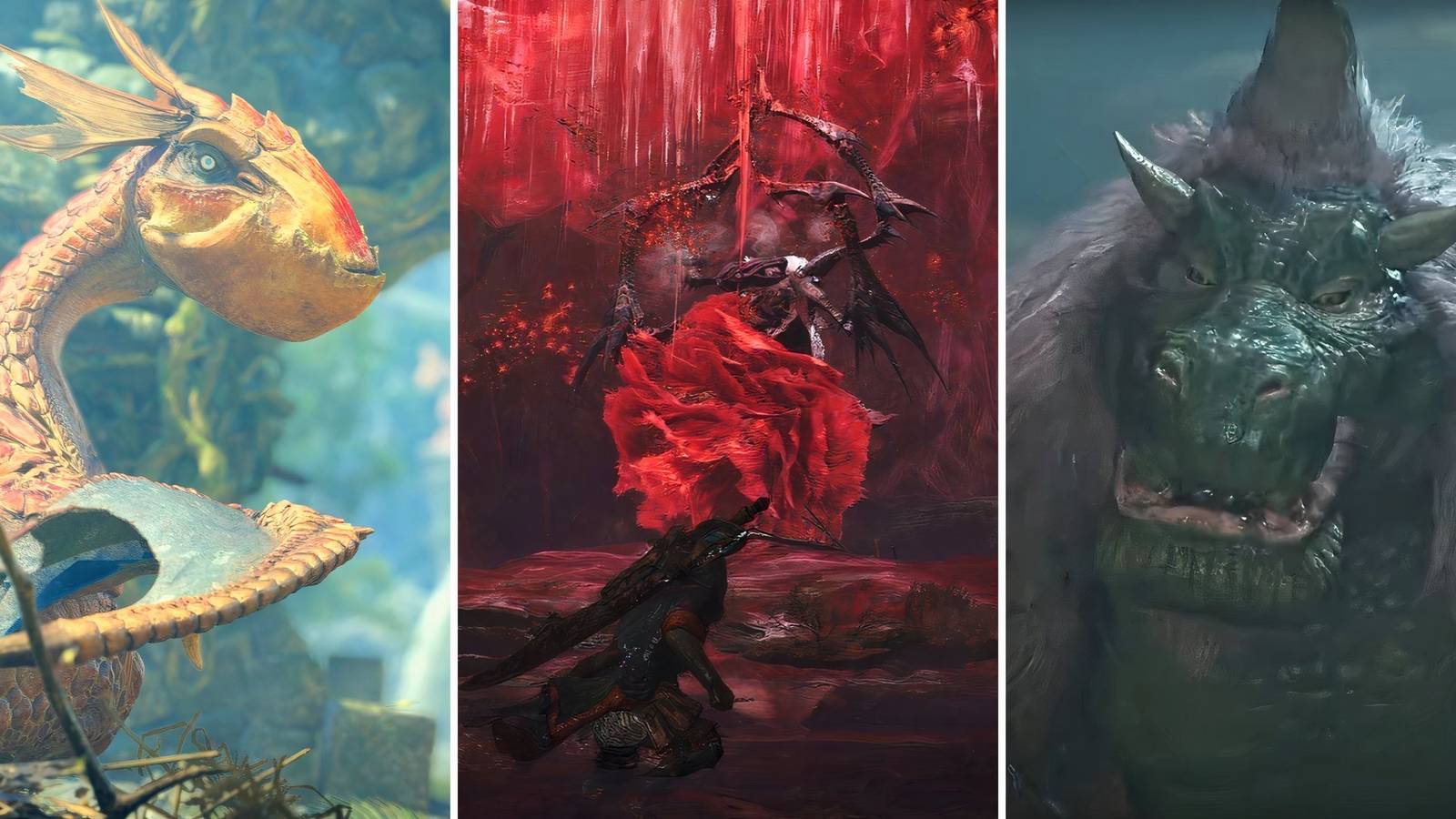 A gird of three of the smallest monsters in Monster Hunter Wilds