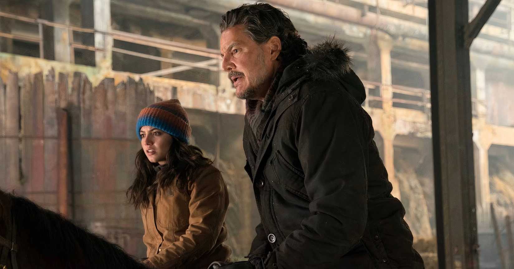Dina and Joel on horses in the last of us season 2