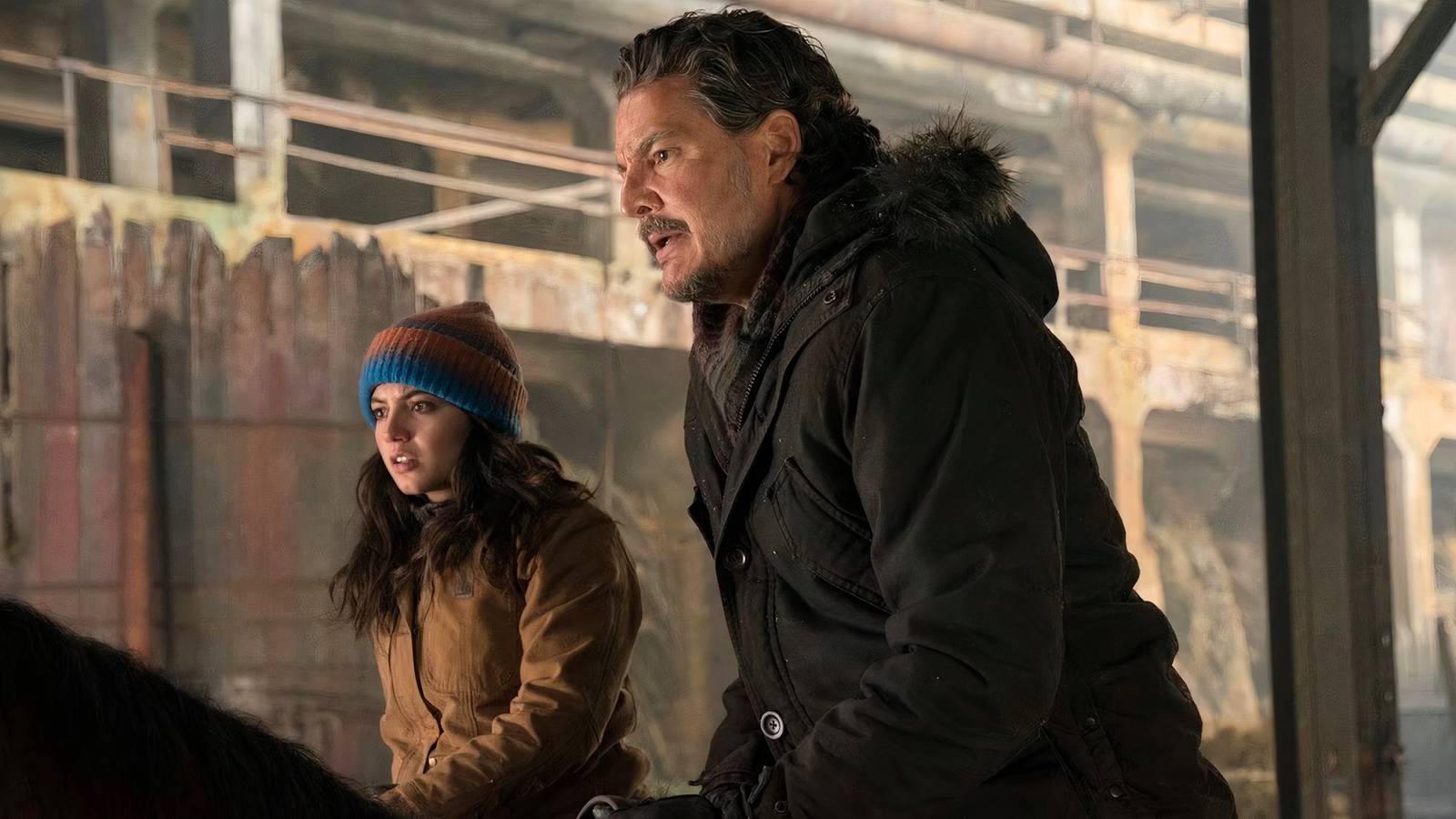 Dina and Joel on horses in the last of us season 2