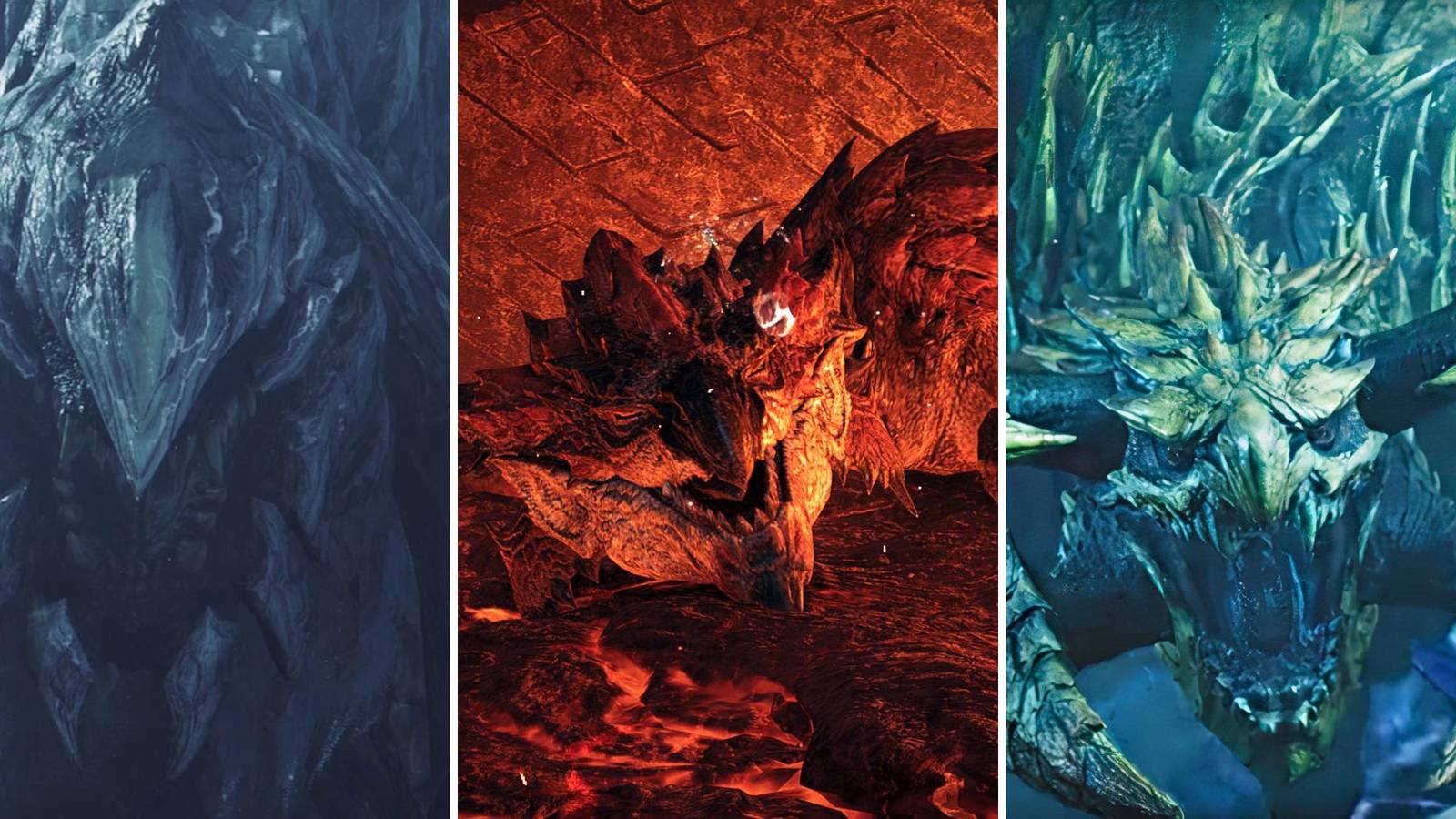 Akveld, Rathalos, and Rey Dau in Monster Hunter Wilds