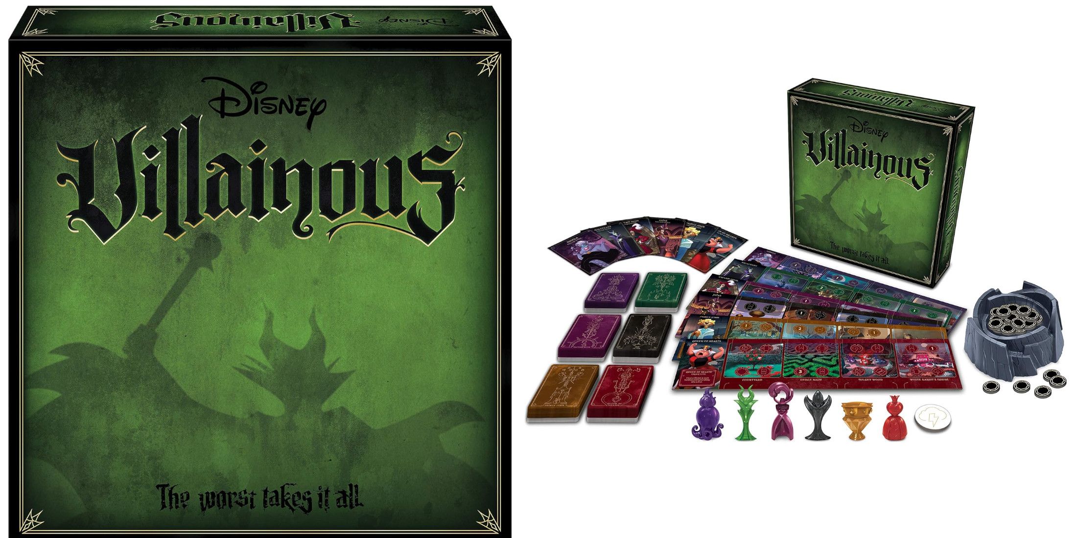 Villainous Board Game and Board Game Pieces Featured Image