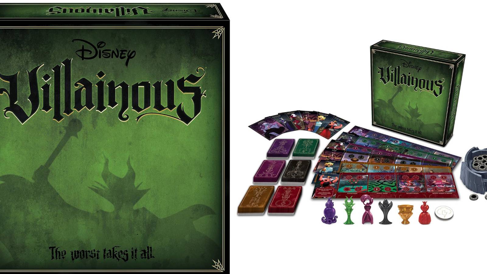 Villainous Board Game and Board Game Pieces Featured Image