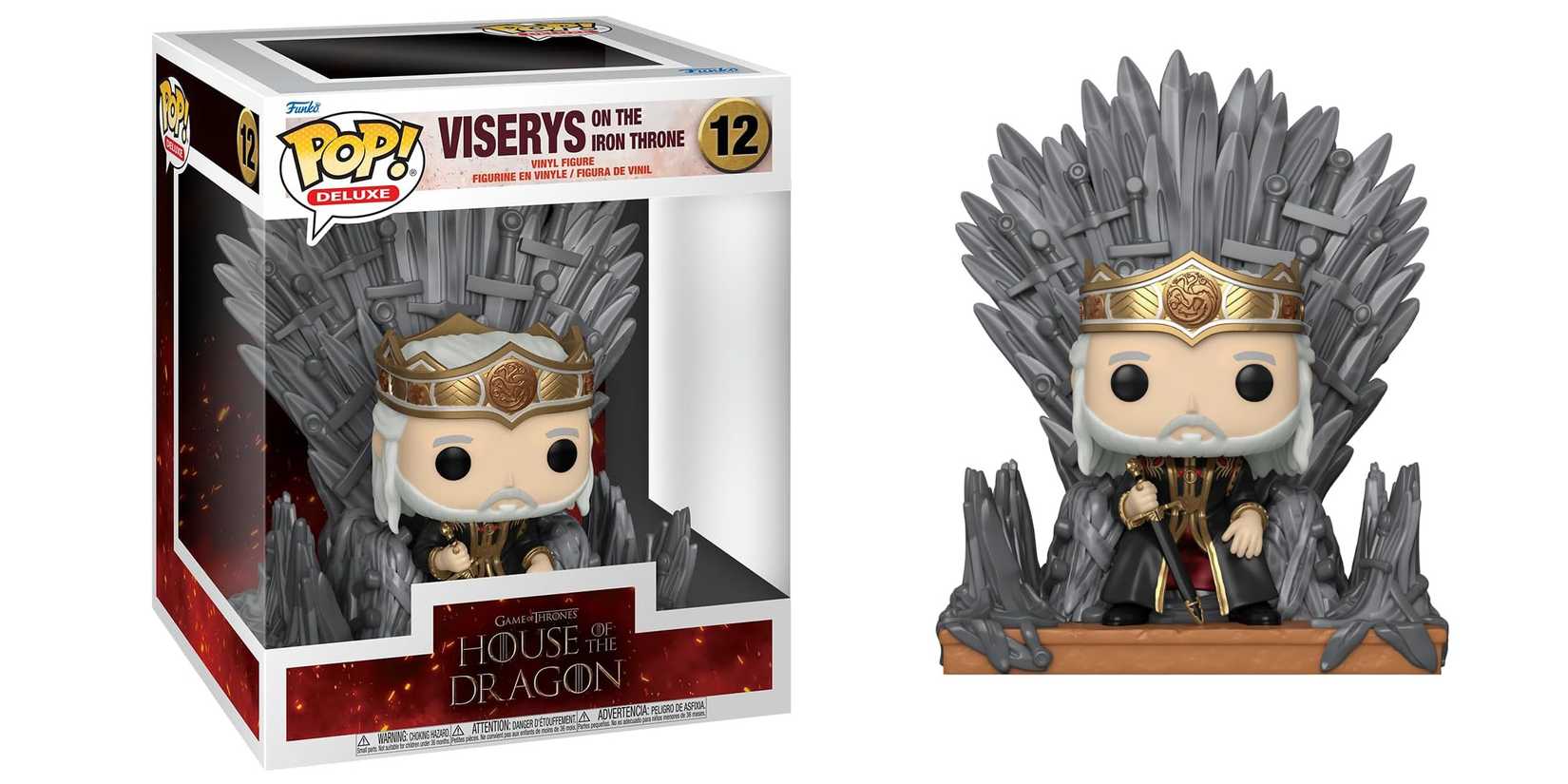 Viserys Targaryen on Iron Throne packaged and unpackaged
