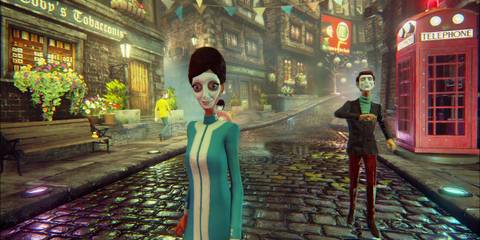 Masked civilians in We Happy Few