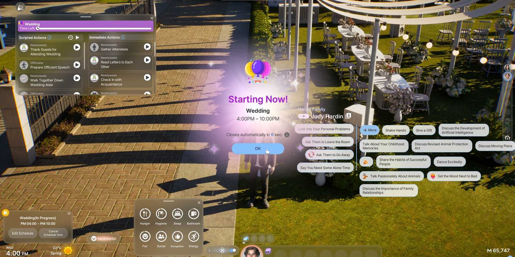 wedding starting in inzoi