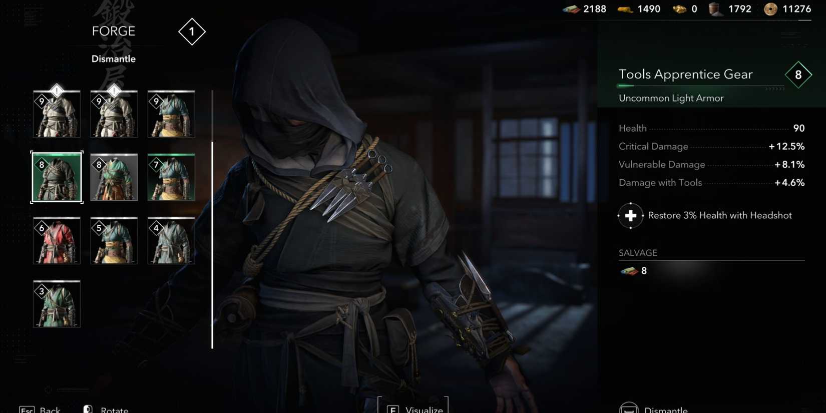 White Green and Blue armor can be safely sold in AC Shadows