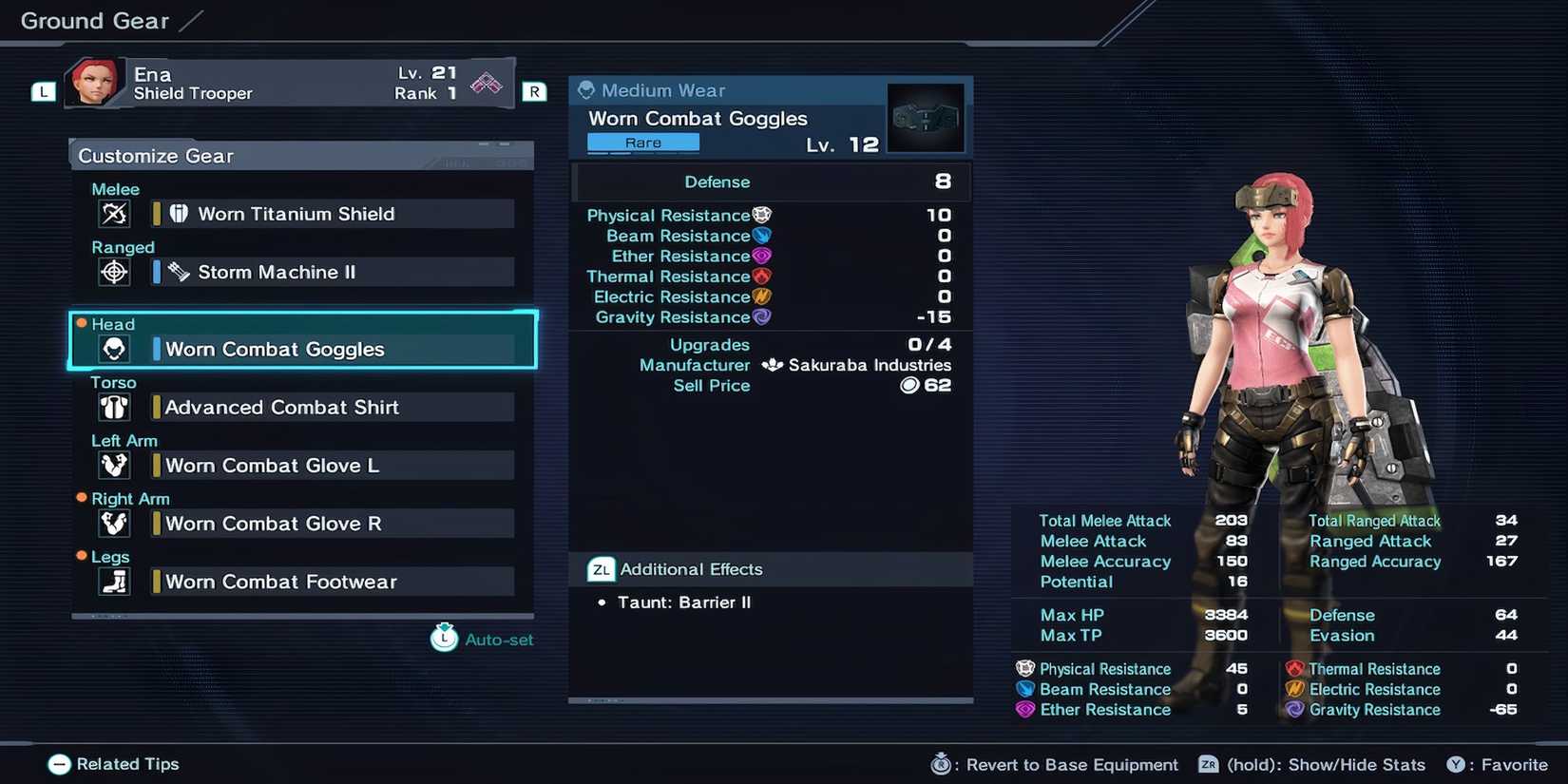 Worn Combat Goggles in Xenoblade Chronicles X Definitive Edition
