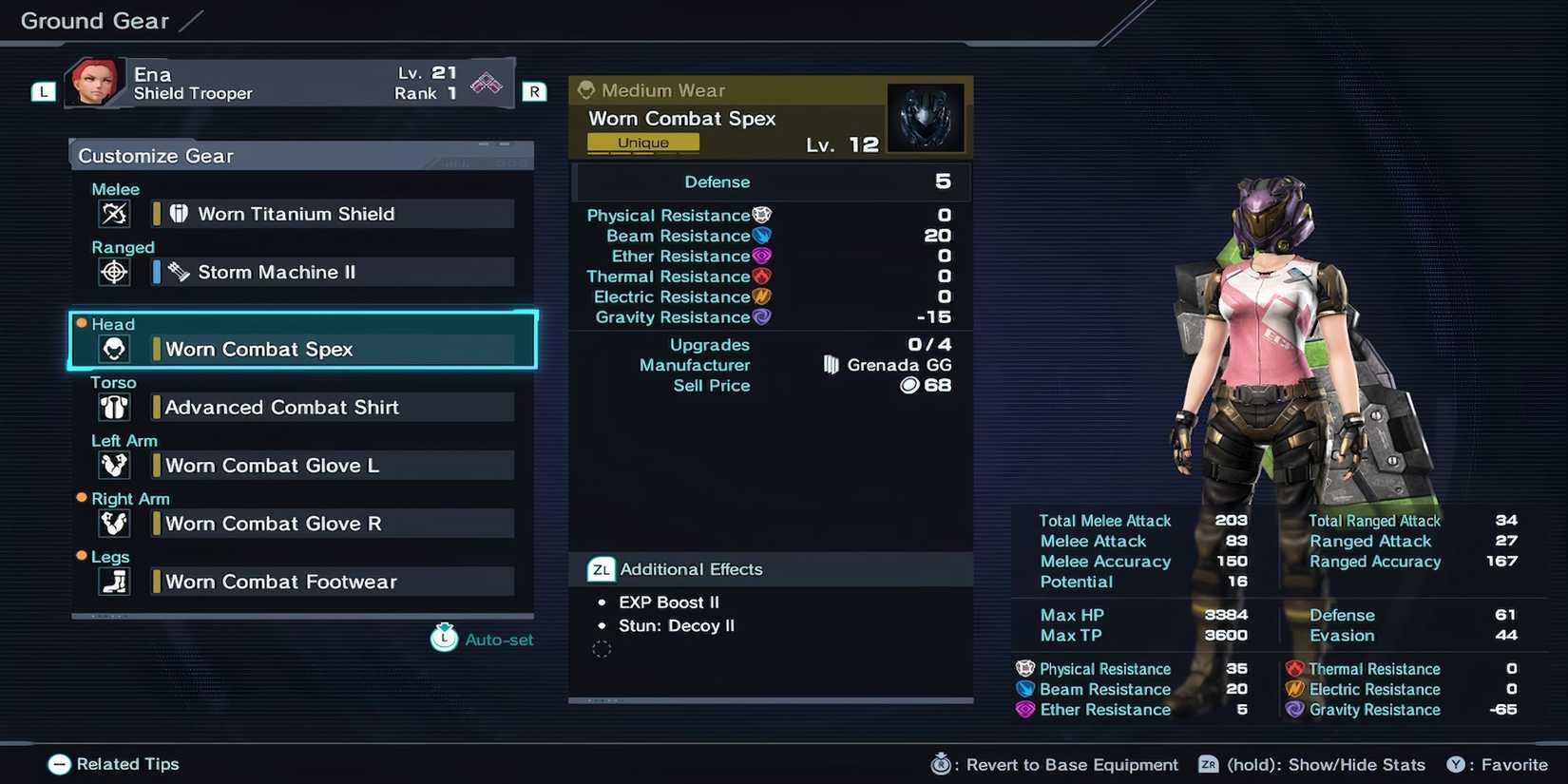 Worn Combat Spex in Xenoblade Chronicles X Definitive Edition