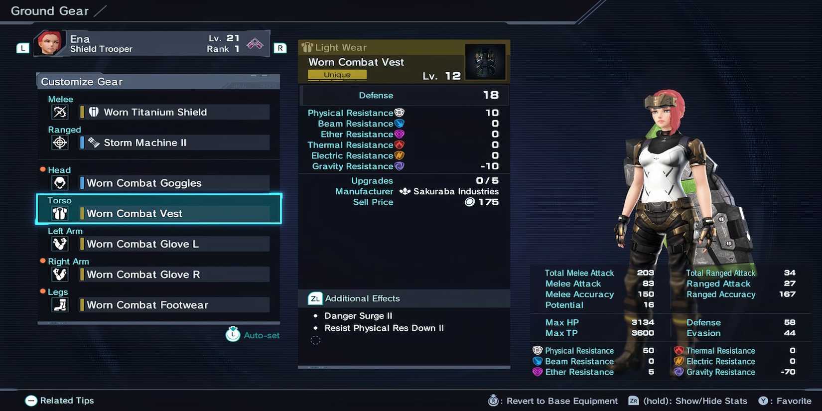 Worn Combat Vest in Xenoblade Chronicles X Definitive Edition