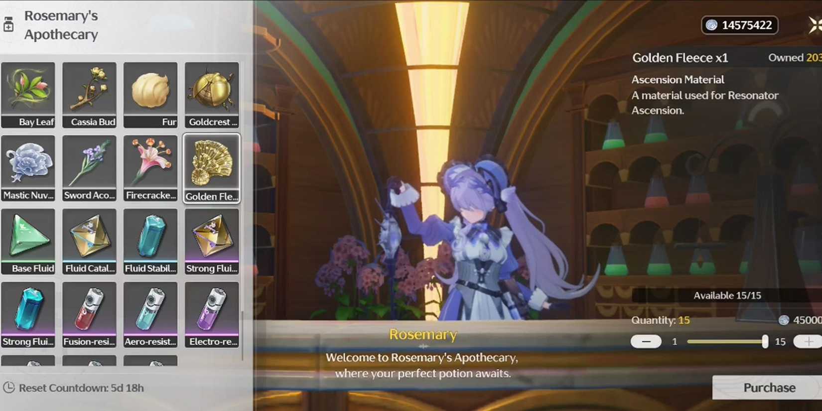 WuWa Rosemary Golden Fleece Item List