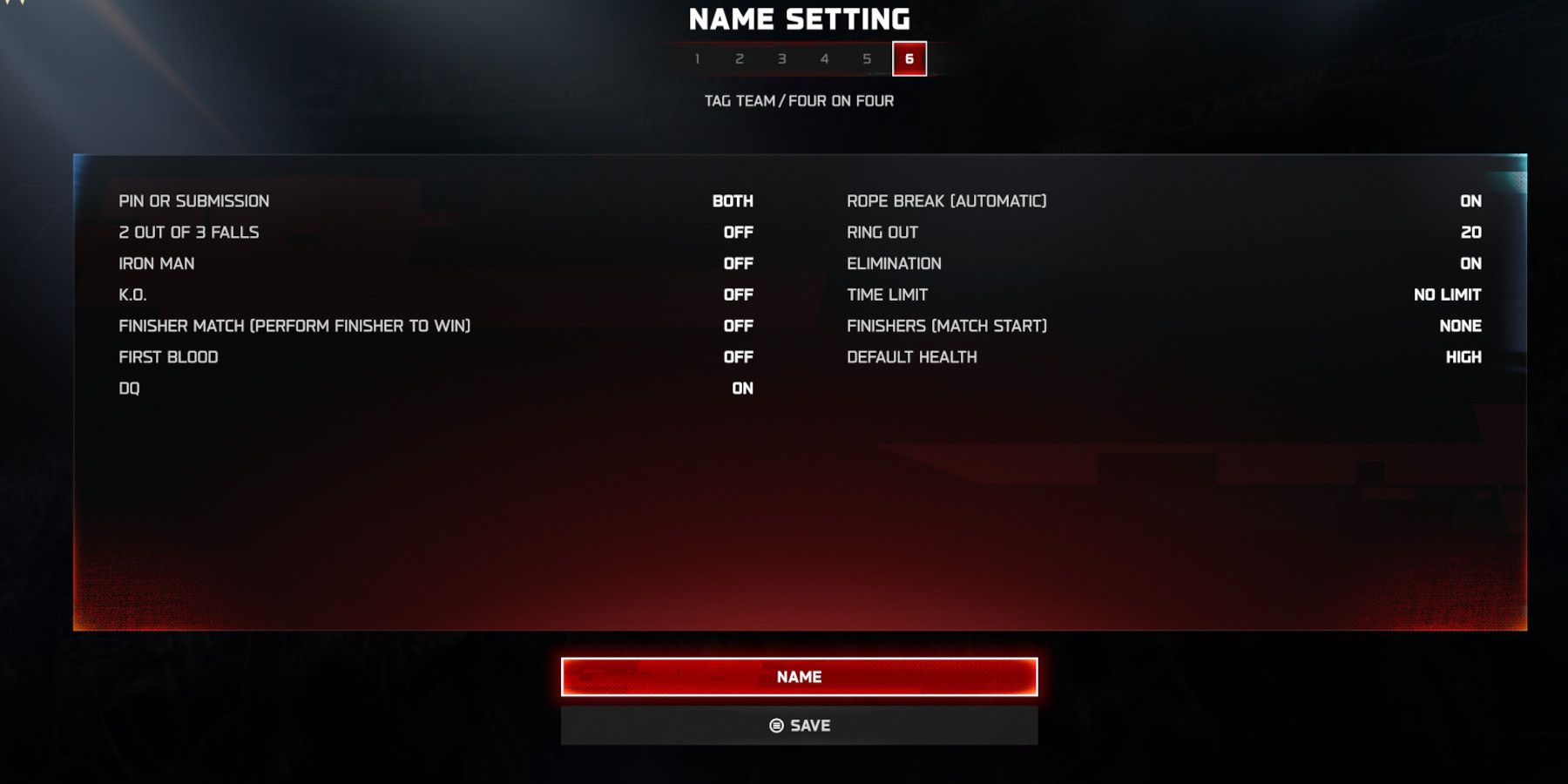 WWE 2K25 a classic Survivor Series match rule set and name page