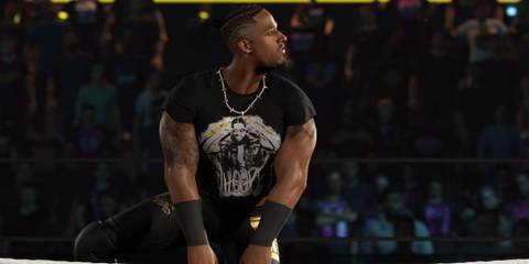 WWE 2K25 Carmelo Hayes poses on the ropes