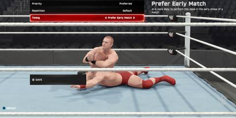 WWE 2K25 custom AI move settings for Bron Breakker's ground attacks to the head