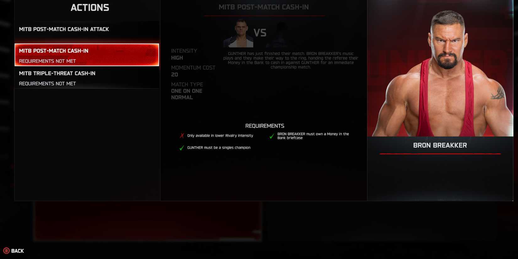 WWE 2K25 MITB cash in choices