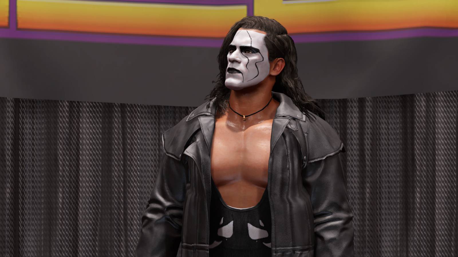 WWE 2K25 screenshot of Sting from Community Creations in the Grapple Legends arena