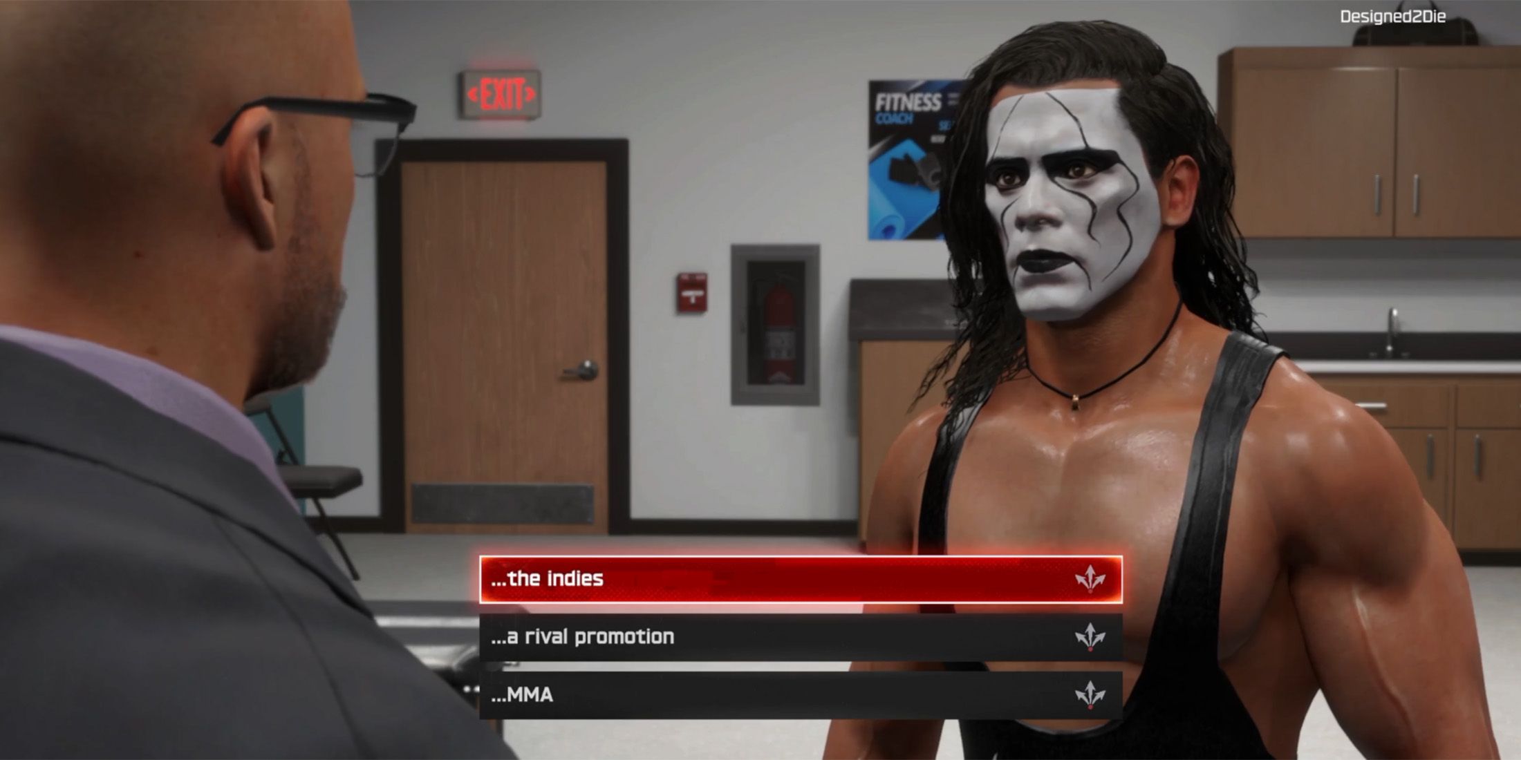 WWE 2K25 screenshot from MyRISE of choosing the indies, a rival promotion, or MMA