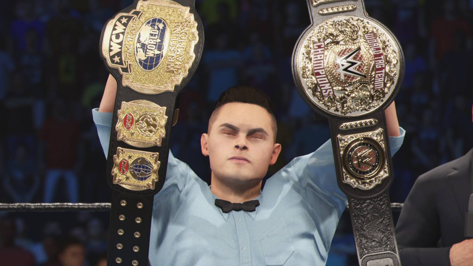 WWE 2K25 The ref with two belts