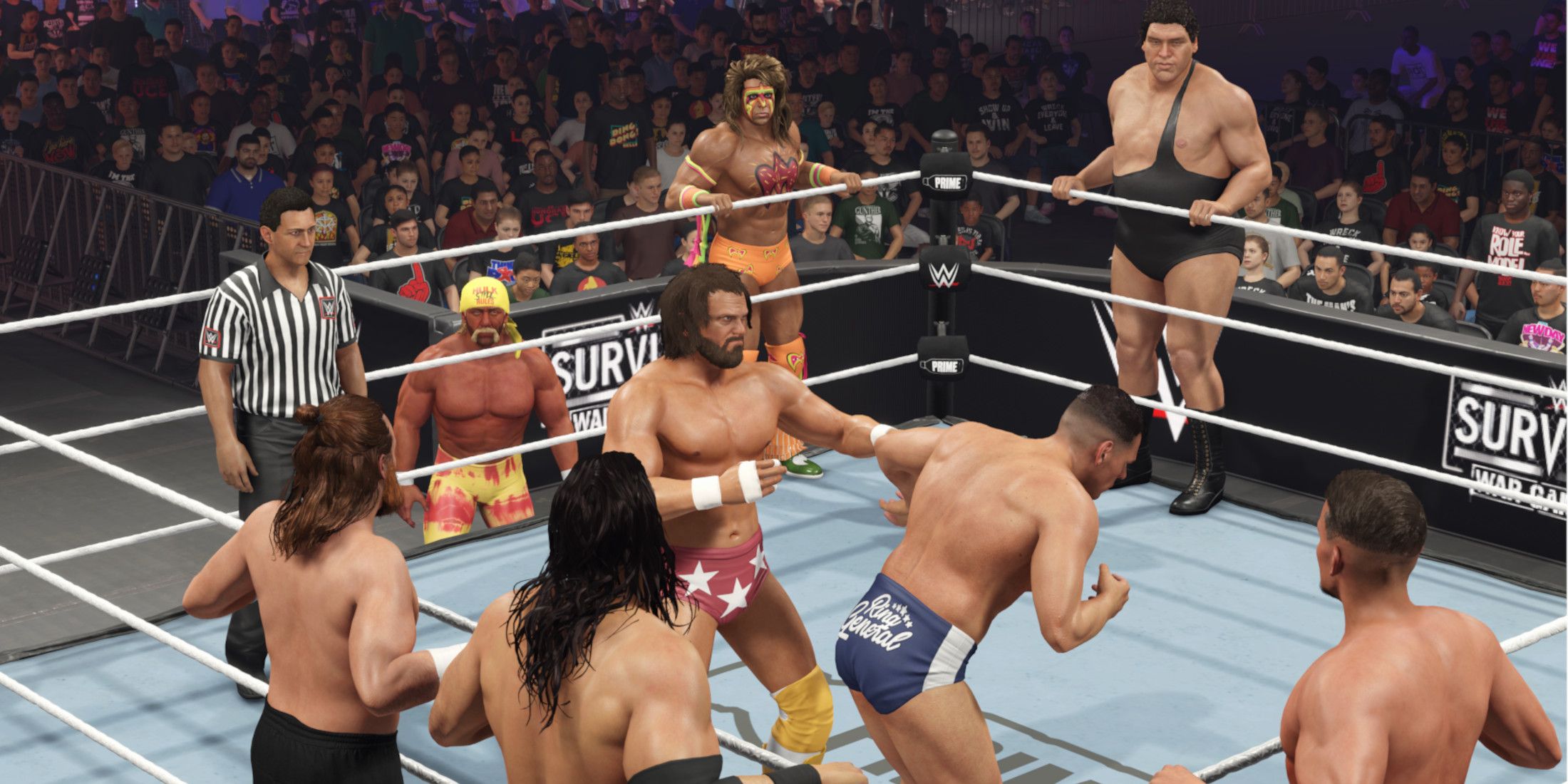 WWE 2K25 The Survivor Series match is underway