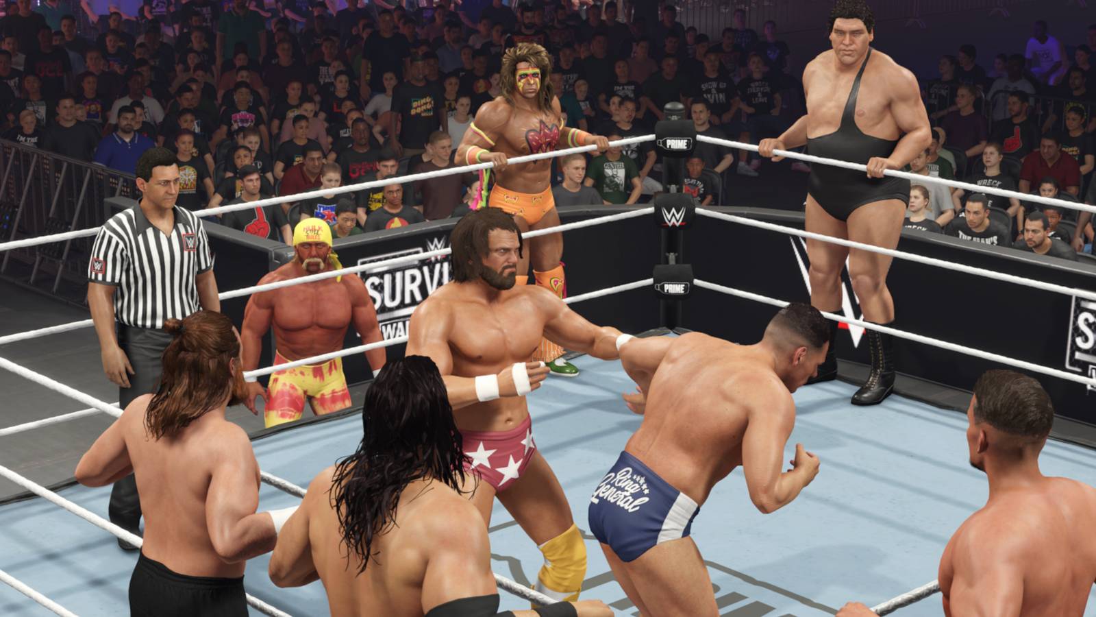 WWE 2K25 The Survivor Series match is underway