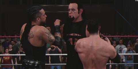 WWE 2K25 Undertaker prepares the Double Chokeslam