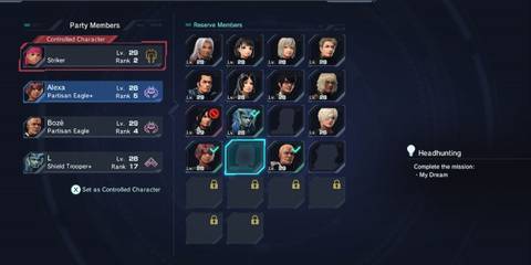 xenoblade chronicles x definitive edition active party members menu