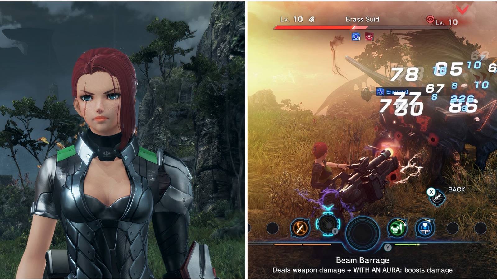 Your character and fighting enemies in Xenoblade Chronicles X Definitive Edition