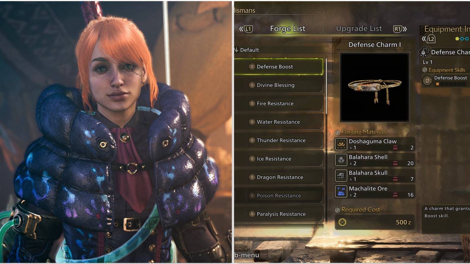 Your Hunter and a Defense Charm in Monster Hunter Wilds