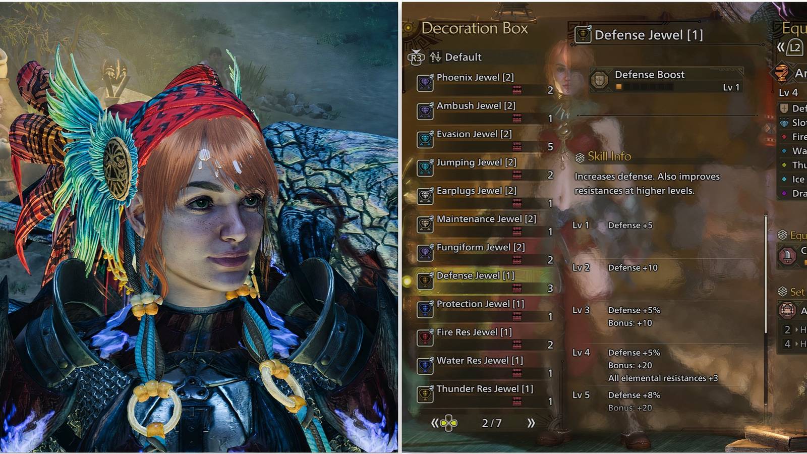 Your Hunter and a Defense Jewel in Monster Hunter Wilds