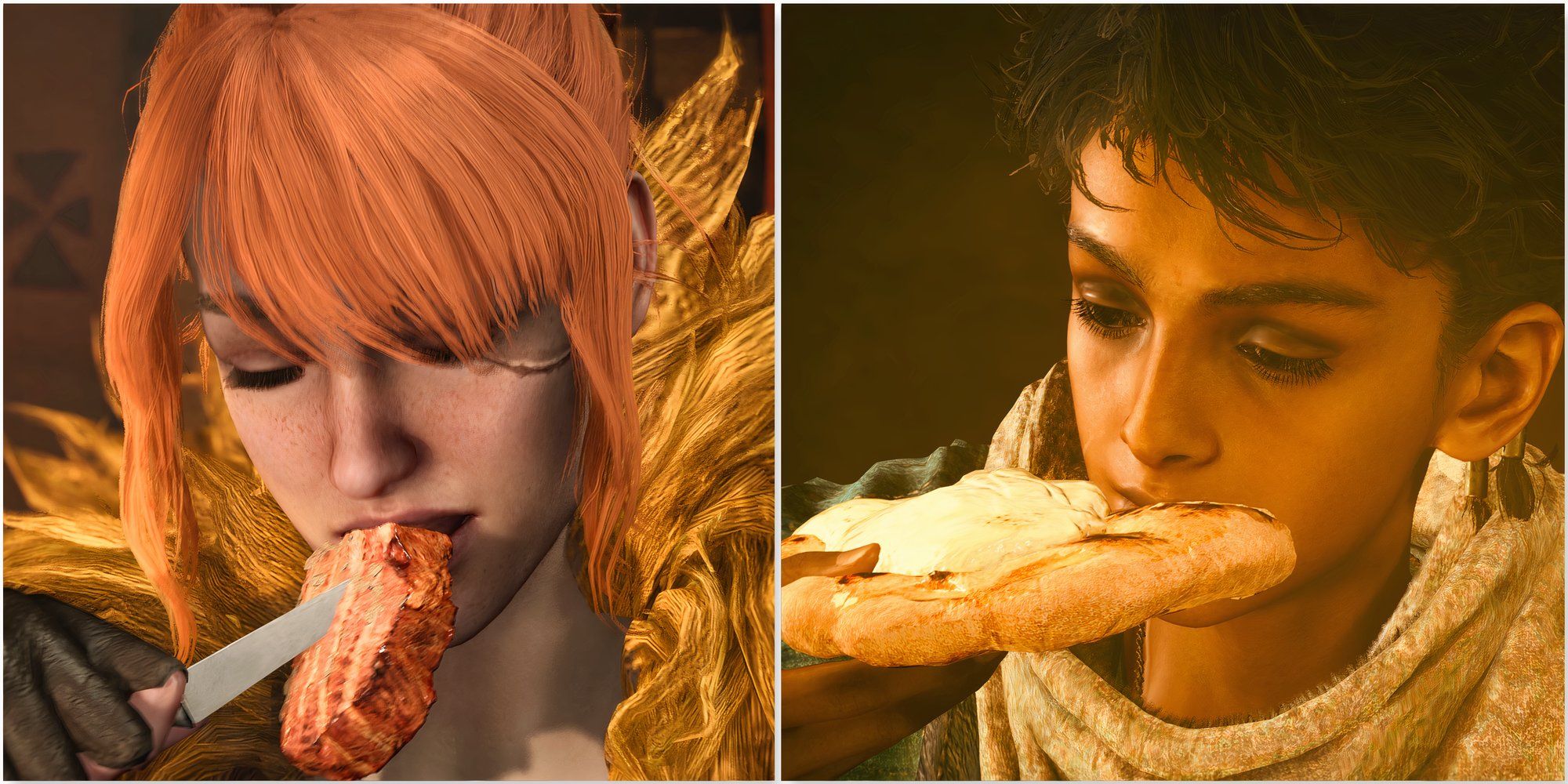 Your Hunter and Nata eating food in Monster Hunter Wilds