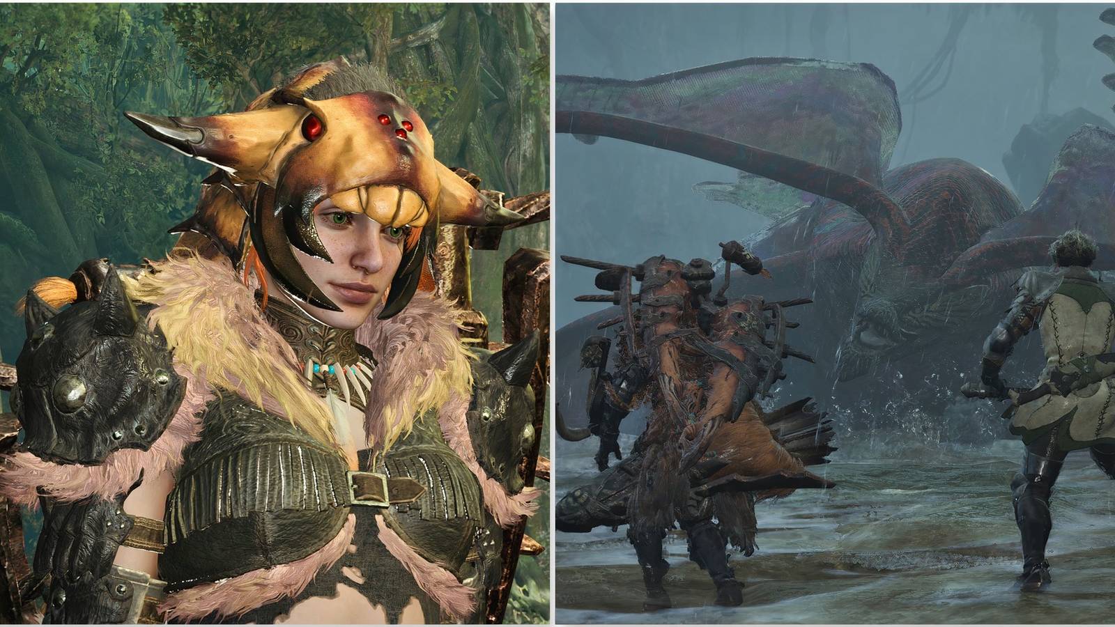 Your Hunter character and facing Uth Duna in Monster Hunter Wilds