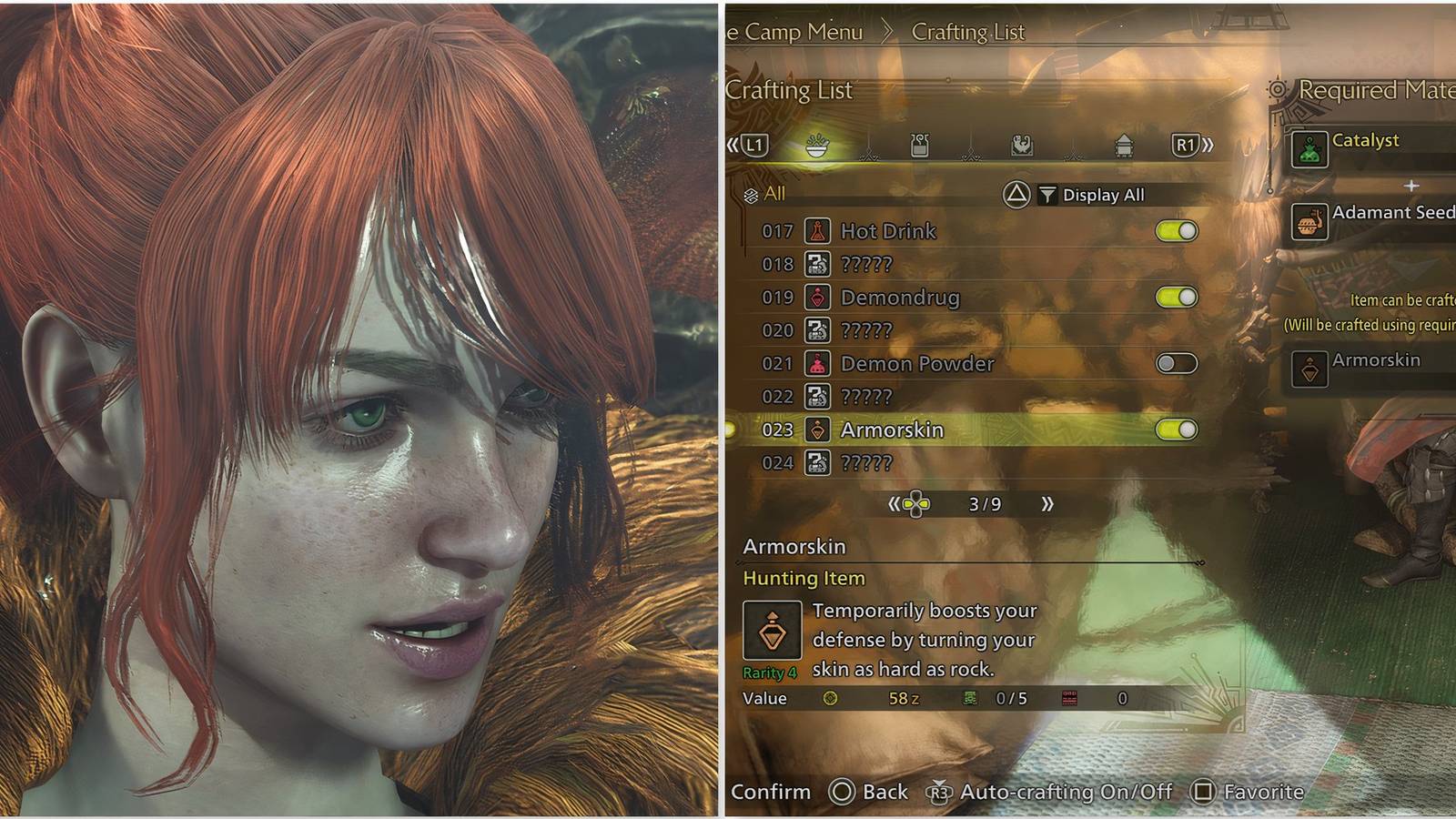 Your Hunter character and the Armorskin item in Monster Hunter Wilds