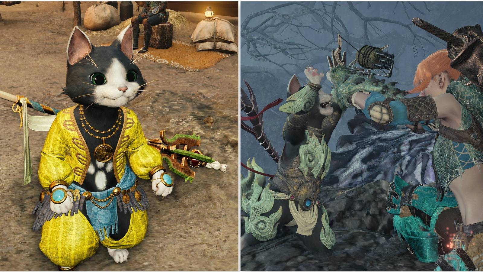 Your Palico and High Fiving your Palico in Monster Hunter Wilds