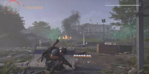 The Player Covering Behind Debris in Tom Clancy's The Division 2