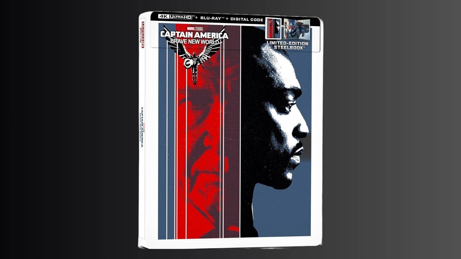 Captain America: Brave New World 4K UHD Steelbook on a black bacground.