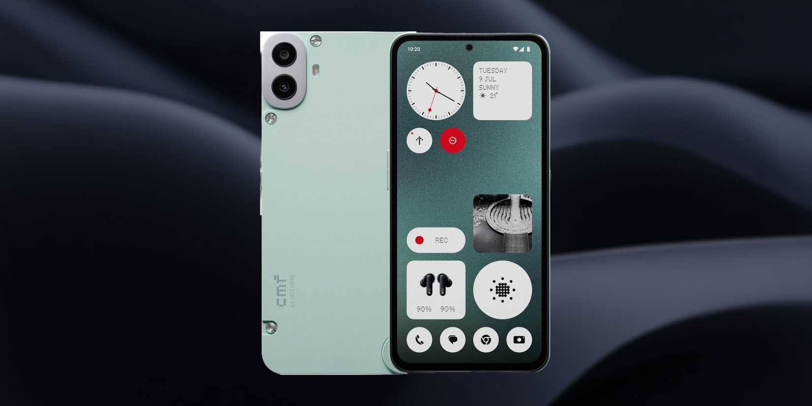 CMF Phone 1 on a black gradient background.