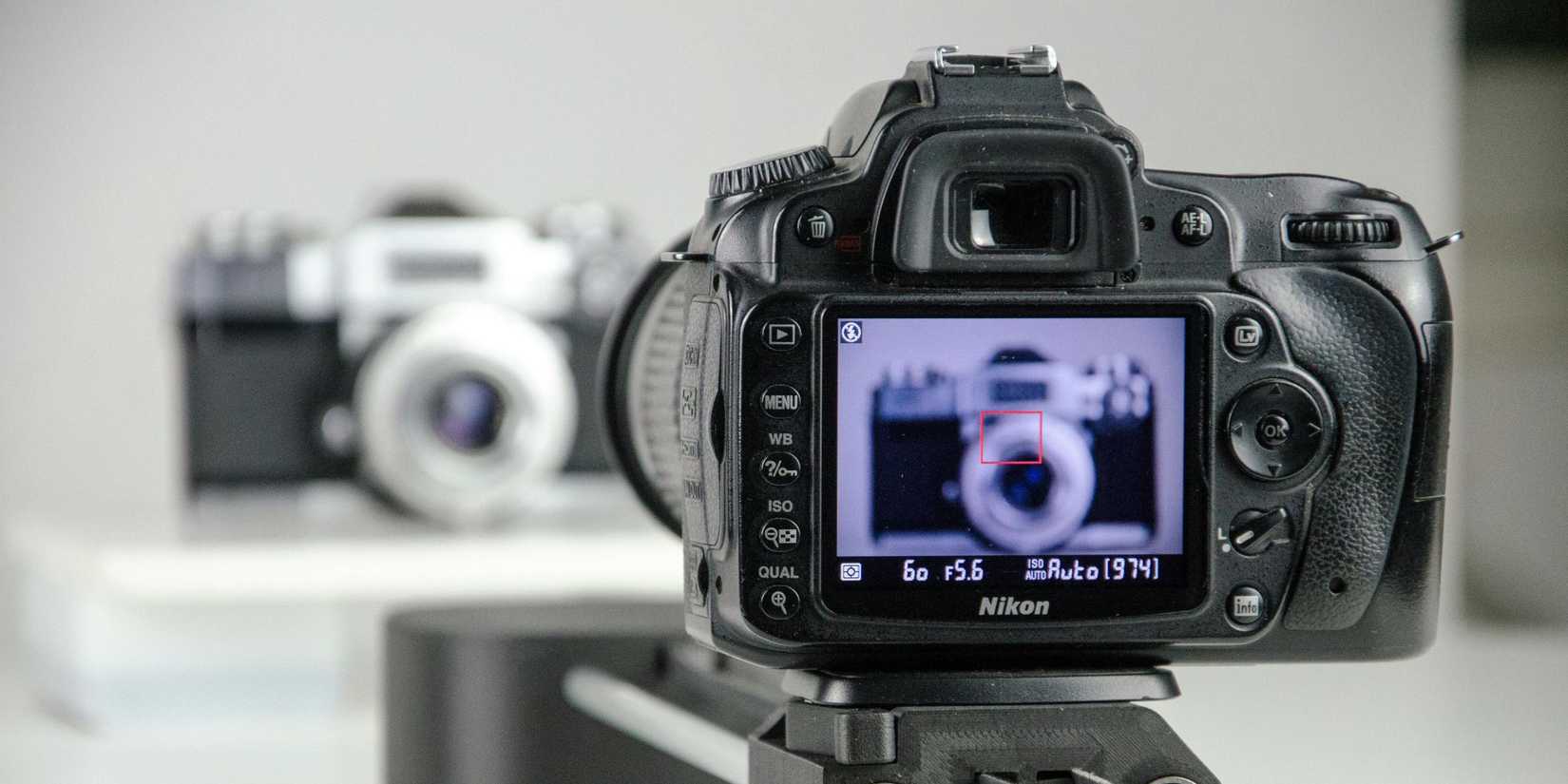 Image of a camera taking a photo of another camera.