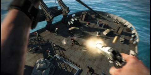 Jason Using a Zipwire and Pistol in Far Cry 3