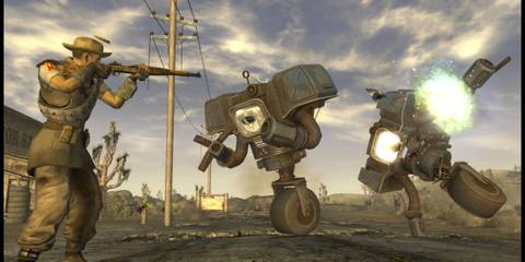 Securitrons Attacking in Fallout: New Vegas