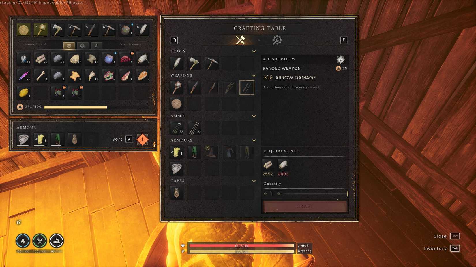 Crafting an Ash bow in Runescape Dragonwilds