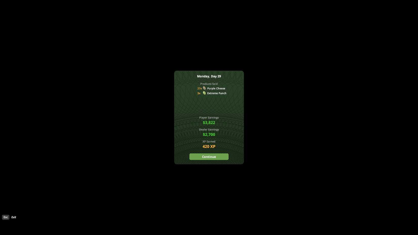 Schedule 1 day end screen