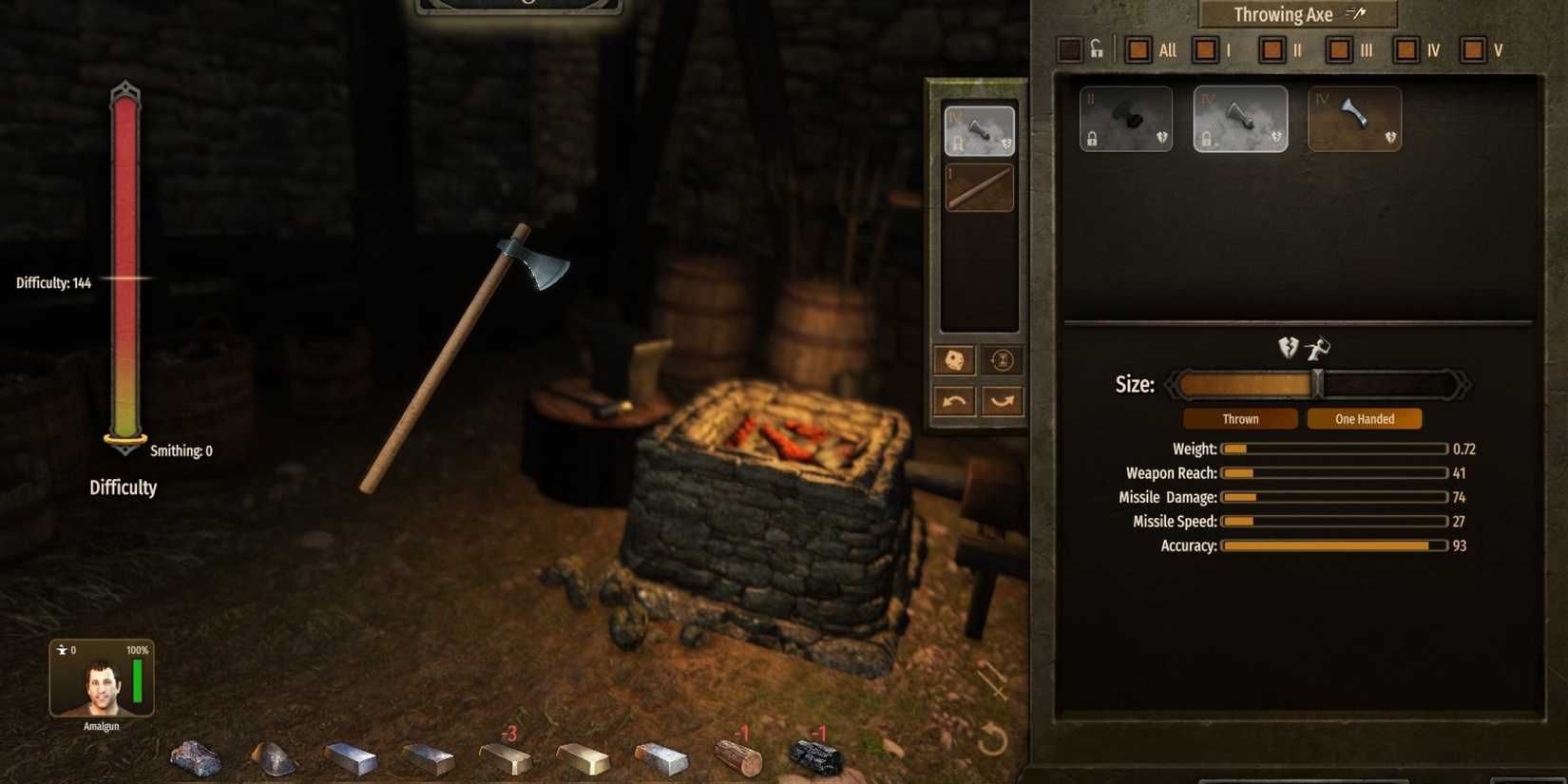 Axe being displayed in forge menu