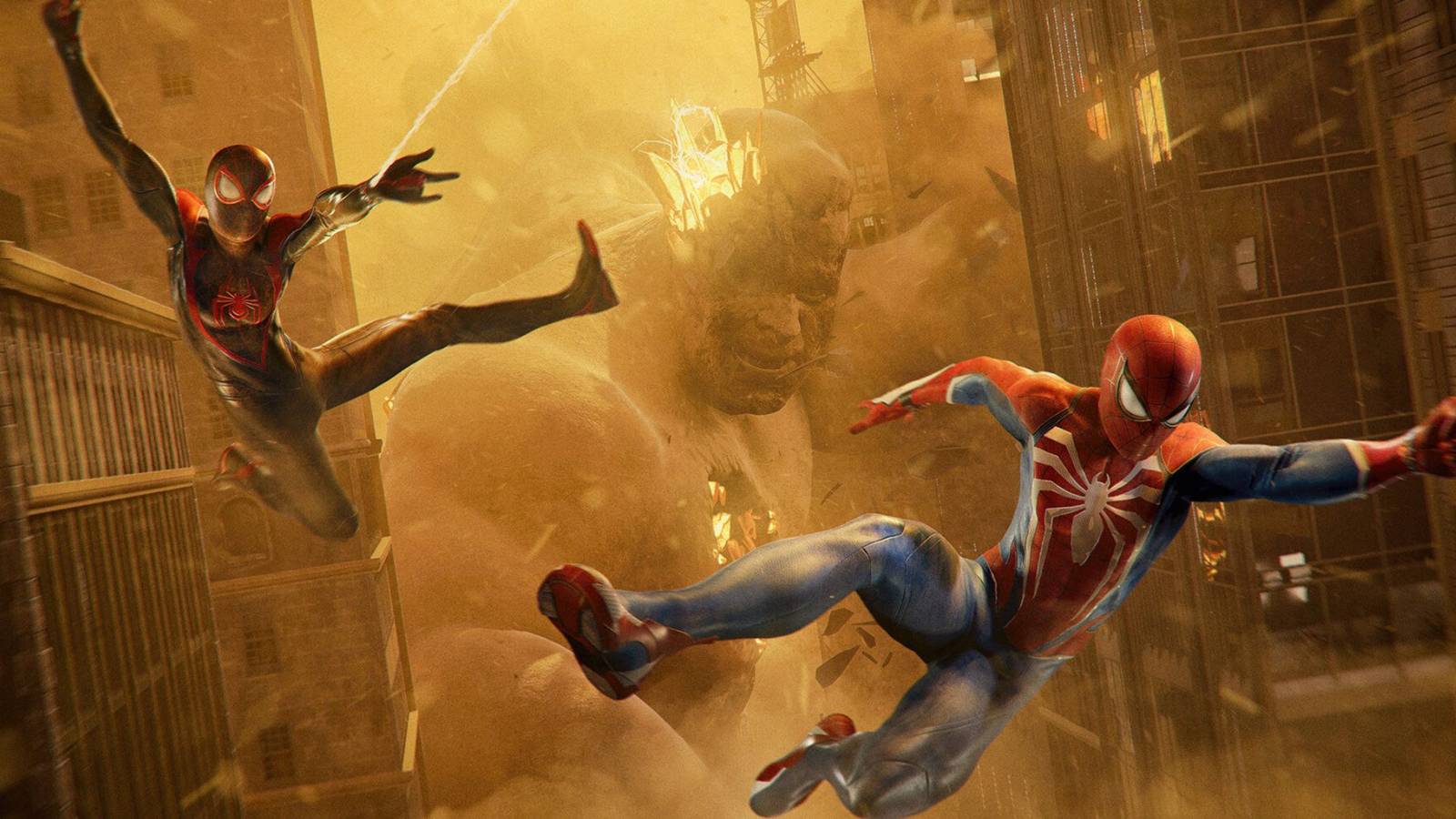 Peter and Miles Swinging Together in Marvel's Spider-Man 2
