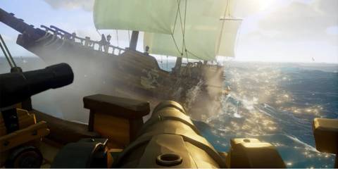 Using Cannons to Fight a Ship in Sea of Thieves