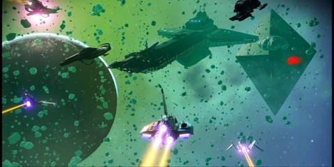 A Cruiser in Space From No Man's Sky