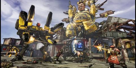 Fighting a Mech in Borderlands 2