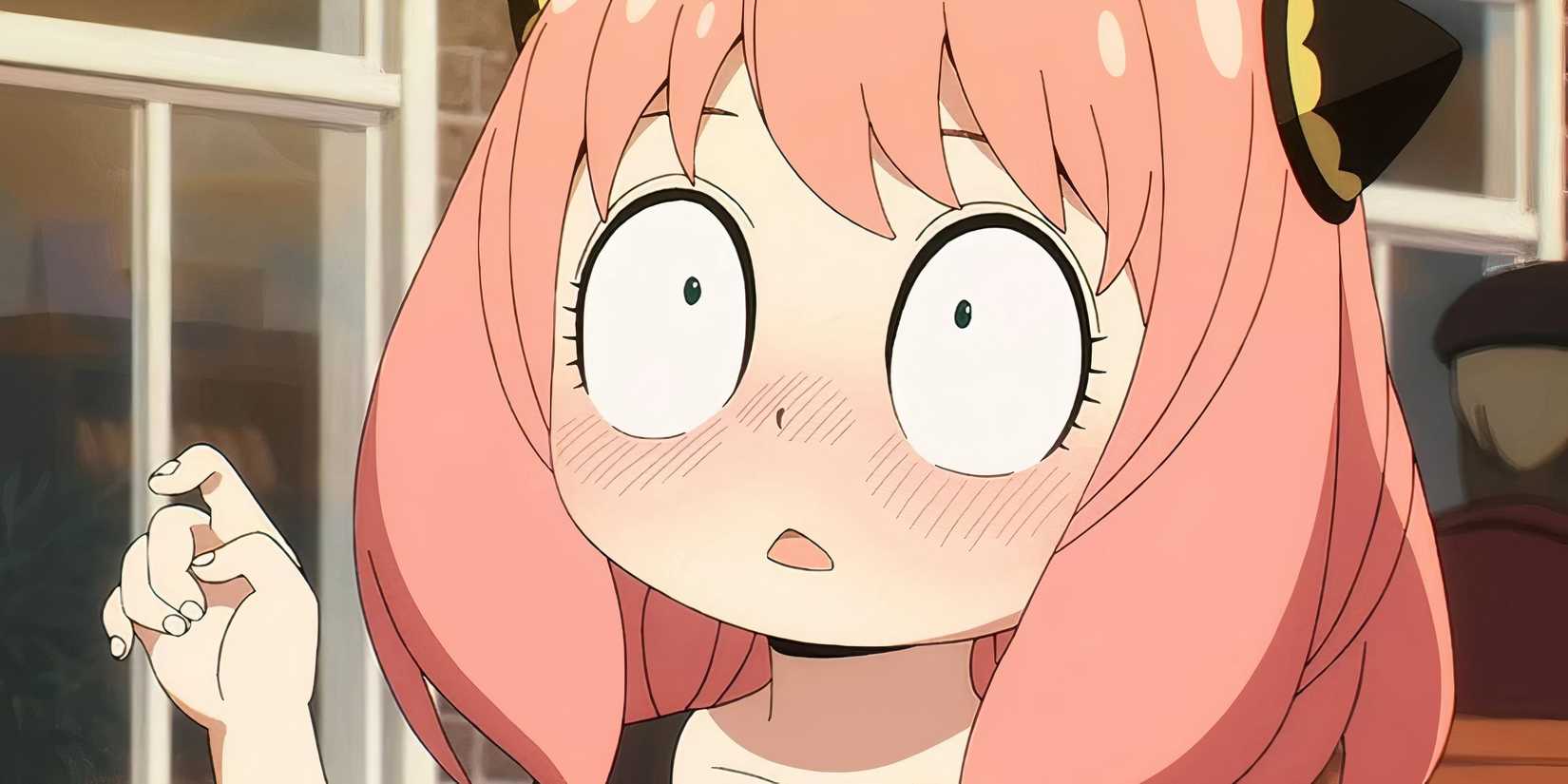 Anya Forger looks concerned and blushes.