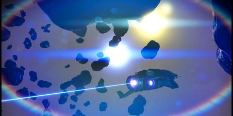 Flying Through an Asteroid Field in No Man's Sky