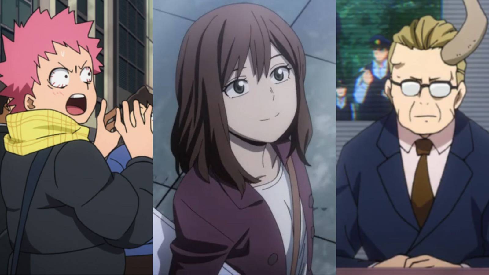 A collage of three obscure My Hero Academia characters most fans forgot about: Hiroshi Tameda, Moko Tamashi and Daikaku Miyagi